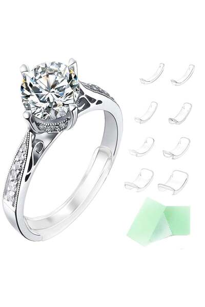 Captaintech Invisible Ring Size Adjuster, 8-Pack (Transparent) with Wiping Cloth