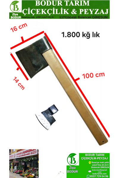 BODUR TARIM Bulancak 1,8 kğ lık Ağaç, Odun ,yarma ,kesme Dövme Çelik Düz Balt...