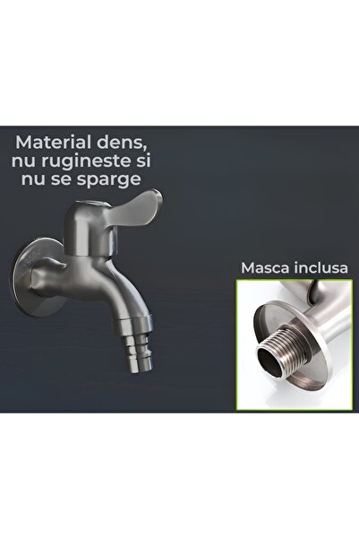 BiXXBi Baterie din oțel inoxidabil - modernă, conexiune de 1/2", gri mat, anti-amprentă