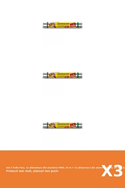 Fino Set 3 Folie Fino, 1x alimentara din aluminiu FINO, 10 m + 1x alimentara ...