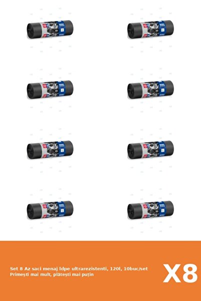 Az Set 8 saci menaj ldpe ultrarezistenti, 120l, 10buc/set