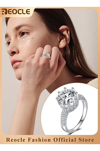 REOCLE Women's Zircon Solitaire Ring - Round Cut Engagement/Wedding Gift