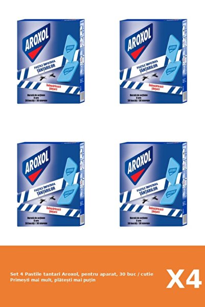 Aroxol Set 4 Pastile tantari Aroxol, pentru aparat, 30 buc / cutie