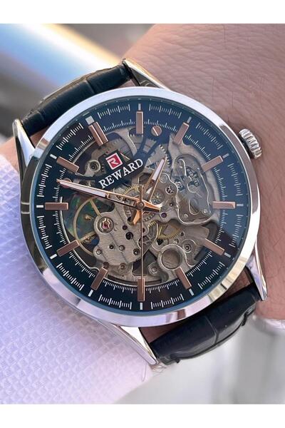 Reward Automatic Leather Cord 5 Atm Water Resistant Men's Wristwatch Vs.Blkt.0619