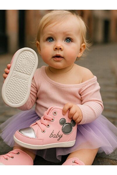 Zekids Baby Girl Mickey Patterned Sneakers-Look Booties