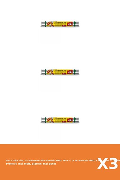Fino Set 3 Folie Fino, 1x alimentara din aluminiu FINO, 10 m + 1x de aluminiu...