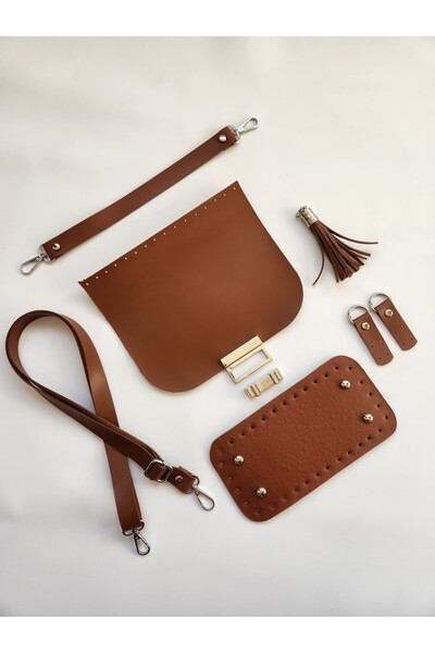 FERİHA HOBİ AKSESUAR طقم حقائب جلدية محبوكة بتفاصيل فضية 6 قطع