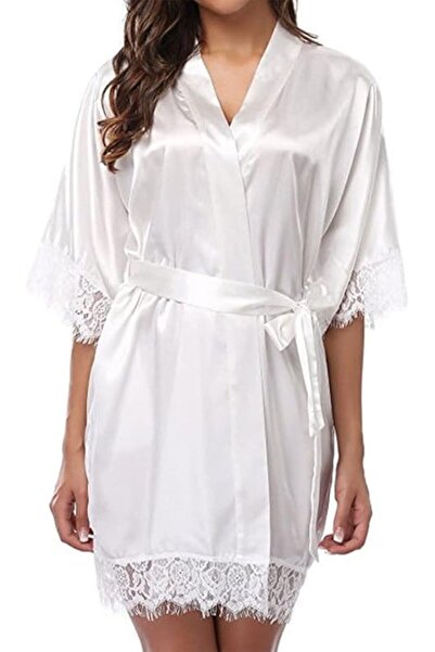 Margoun Womens Sexy Robes Babydoll Robe Medium Sleeve Satin Silk Night Robes With Waist Belt Y092