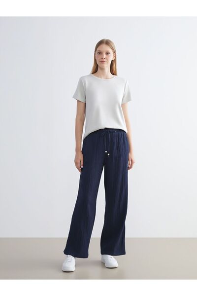 LC Waikiki Lcwaikiki Classic Elastic Waist Textured Muslin Women's Trousers