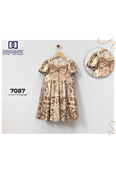 Top Kids Elegant leopard dress for girls with fancy bow -
