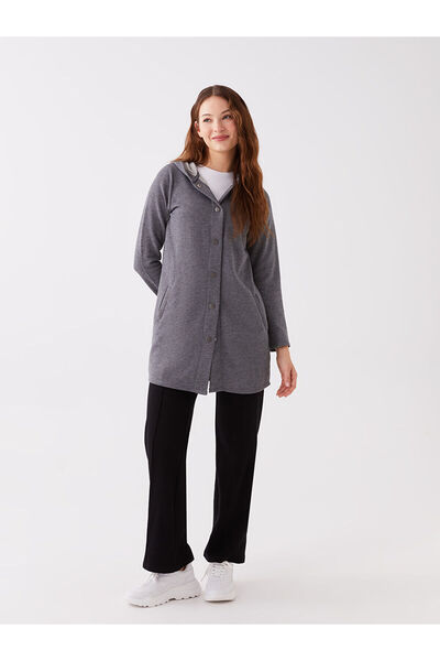 LC Waikiki Hilfa Yeni Sezon Kapüşonlu Düz Uzun Kollu Kadın Spor Hırka