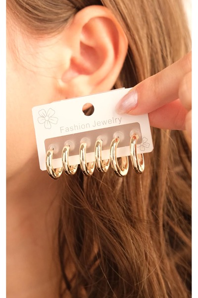 Jack Ferrero Kadın Çoklu Altın Kaplama Küpe Seti