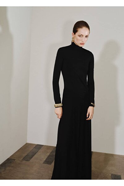 MANGO Woman Yüksek yaka evaze elbise