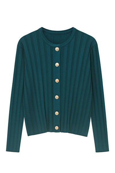 gigigiyim Front Buttoned Knitwear Women's Cardigan-Blouse