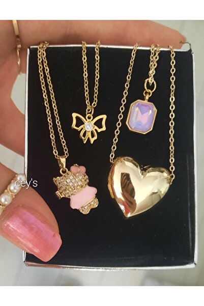 Cey's fashion Hello Kitty Kolye SETİ Açılan Kapaklı Kolye ÇELİK Pinterest Kolye