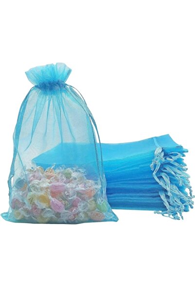 OEM Set de 100 de pungi din organza, 10x12 cm, albastre