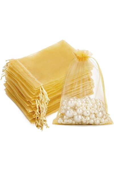OEM Set de 100 pungi din organza, 10x12 cm, aurii