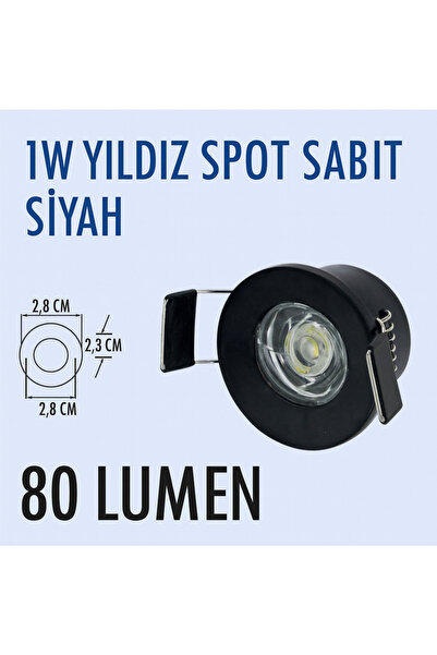 Lampist 1w Yıldız Spot Sabit Siyah Kasa Amber