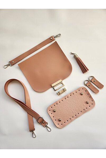 FERİHA HOBİ AKSESUAR طقم حقائب جلدية محبوكة بتفاصيل فضية 6 قطع