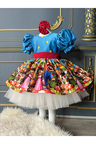 Star Kids Girls' Short Super Mario Dress,Girls' Party Dress