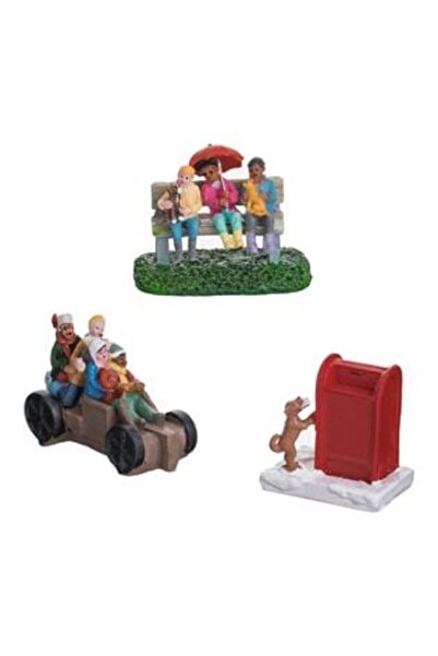SHOPIENS Figurine cu scene de Crăciun - Bancă, Mașină și Cutie Poștală (3 buc)