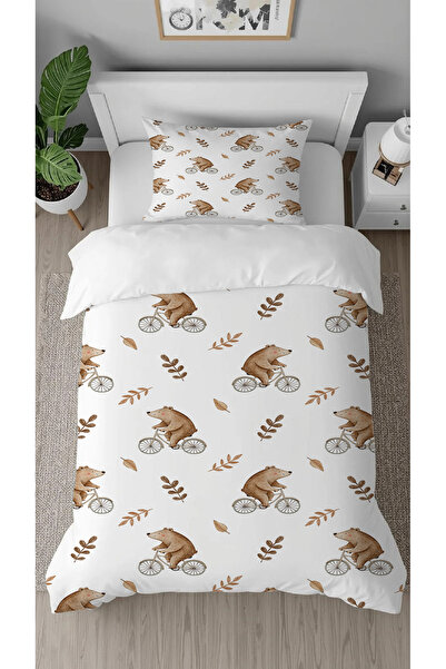 GREENDECOR Bicycle Bear Gold Leaf Pattern Printed Special Design Single Child...