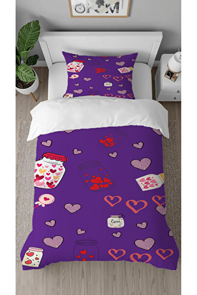 GREENDECOR Heart Love Affection Pink Patterned Printed Special Design Single ...
