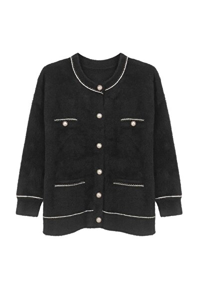gigigiyim Buttoned Front Fuzzy Plush Women's Cardigan