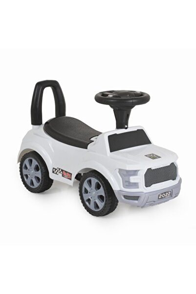 Moni Mașinuță Orlando (fără pedale) albă – muzică și lumini, scaun de depozitare, 12-72 luni