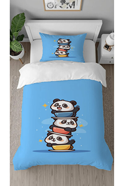 GREENDECOR طقم غطاء لحاف أنيق للأطفال بتصميم خاص مطبوع رقميًا بنمط الباندا ال...