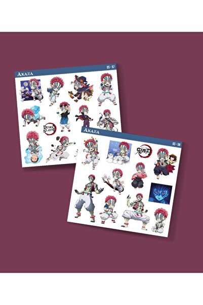 MiniThingsArt Kimetsu no yaiba-Demon Slayer Akaza -parlak kağıt 2 Li Set Anim...