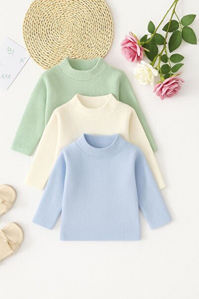tunays shopping Girls Boys Children's Underwear Half Fisherman Thin Sweater Ka Set of Ribbed Knit