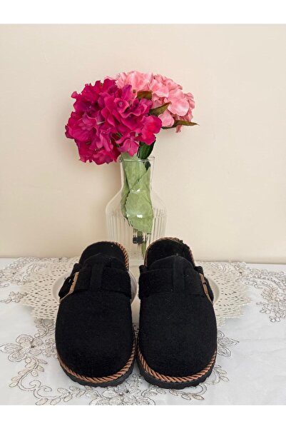 FivemodaSpor Closed-Front, Belted, Felted, Knitted Detailed Slippers