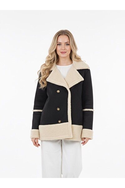 Ceren içi kürklü süet kaban