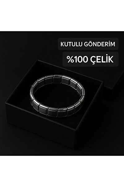 imkaya Unisex Kutulu İtalyan Charm ℅100 Çelik Bileklik – Şık ve Dayanıklı, Ka...