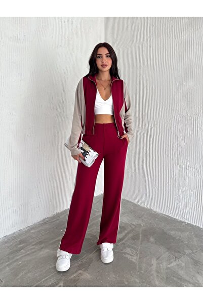 Ligossi Women's Red Zippered Tracksuit Set