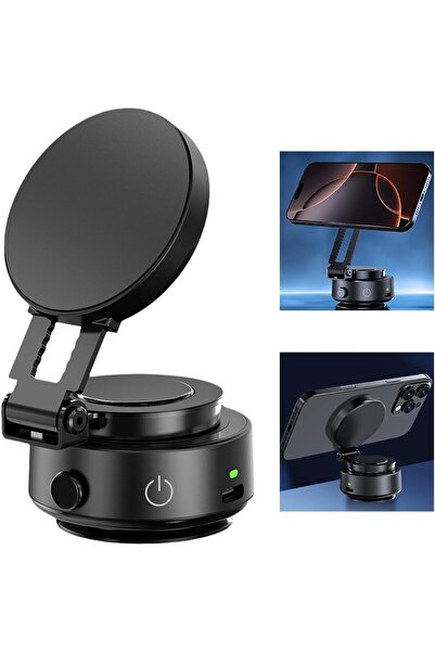 Generic Upgraded Magnetic Car Phone Holder (Vacuum Suction, 360° Rotatable) - Silver