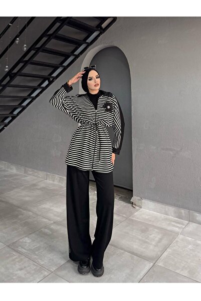 LİYACA Pearl Stone Setting Stylish Double Set