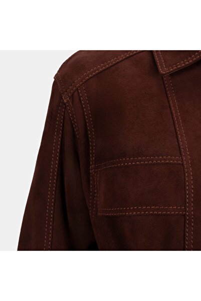 Desa Women's Burgundy Zippered Suede Trench Coat