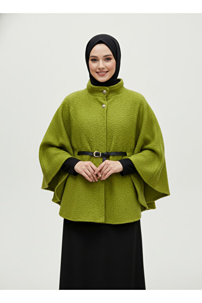 BENAHOLL سارينا 2 بونشو بوكيت بأزرار ذهبية-FS7555 أخضر فستقي