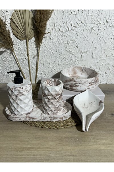 Zigzag Home Διακοσμητικό σετ μπάνιου 5 τεμαχίων με μαρμάρινο σχέδιο Σετ δοχείων υγιεινής για υγρό/στερεό σαπούνι, θήκη οδοντόβουρτσας, θήκη για πετσέτες, σετ δίσκους