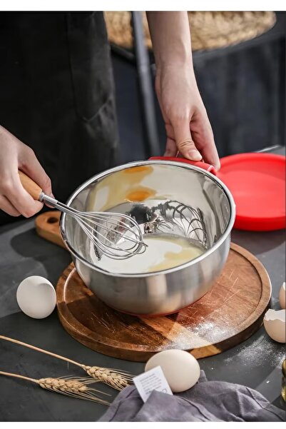 ABAREEK 24cm 3L Silver Round Stainless Steel Mixing Bowl