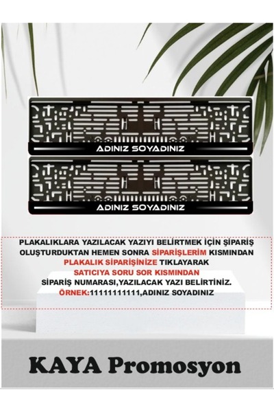kayapromosyon Kişiye Özel Isimli Plakalık 2 Adet Her Araç Için Uygun PlakalıkB7