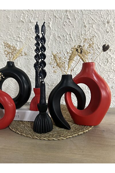 Zigzag Home Decorative 6 Piece Bohemian Style Vase and Candlestick Candle Holder Set Design Decoration Trinket Set