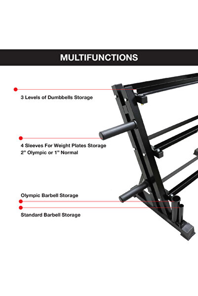 YALLA HomeGym Heavy-Duty 3-Tier Dumbbell Weight Plates Stand