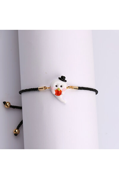ADAMODART Ghost in the Hat Murano Glass Beaded Bracelet - Halloween Themed