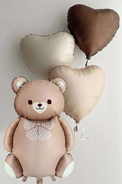 parti show Retro Teddy Bear Caramel Foil Balloon Set