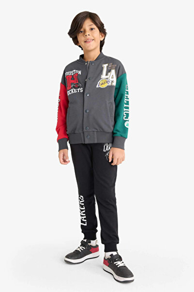 DeFacto F4088 Black Boys Nba Los Angeles Lakers Elastic Waist Jogger Sweatpants