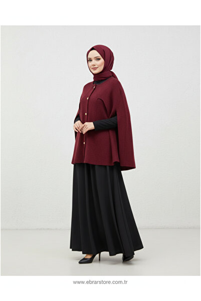 BENAHOLL Πλεκτό πανσό με χρυσά κουμπιά Deyina 5 με κάπα-Zİ7015 Βουργουνδίας