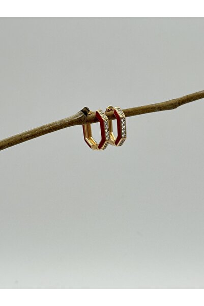 AUBRA أقراط حجر الزركون الأحمر – مطلية باللون الوردي